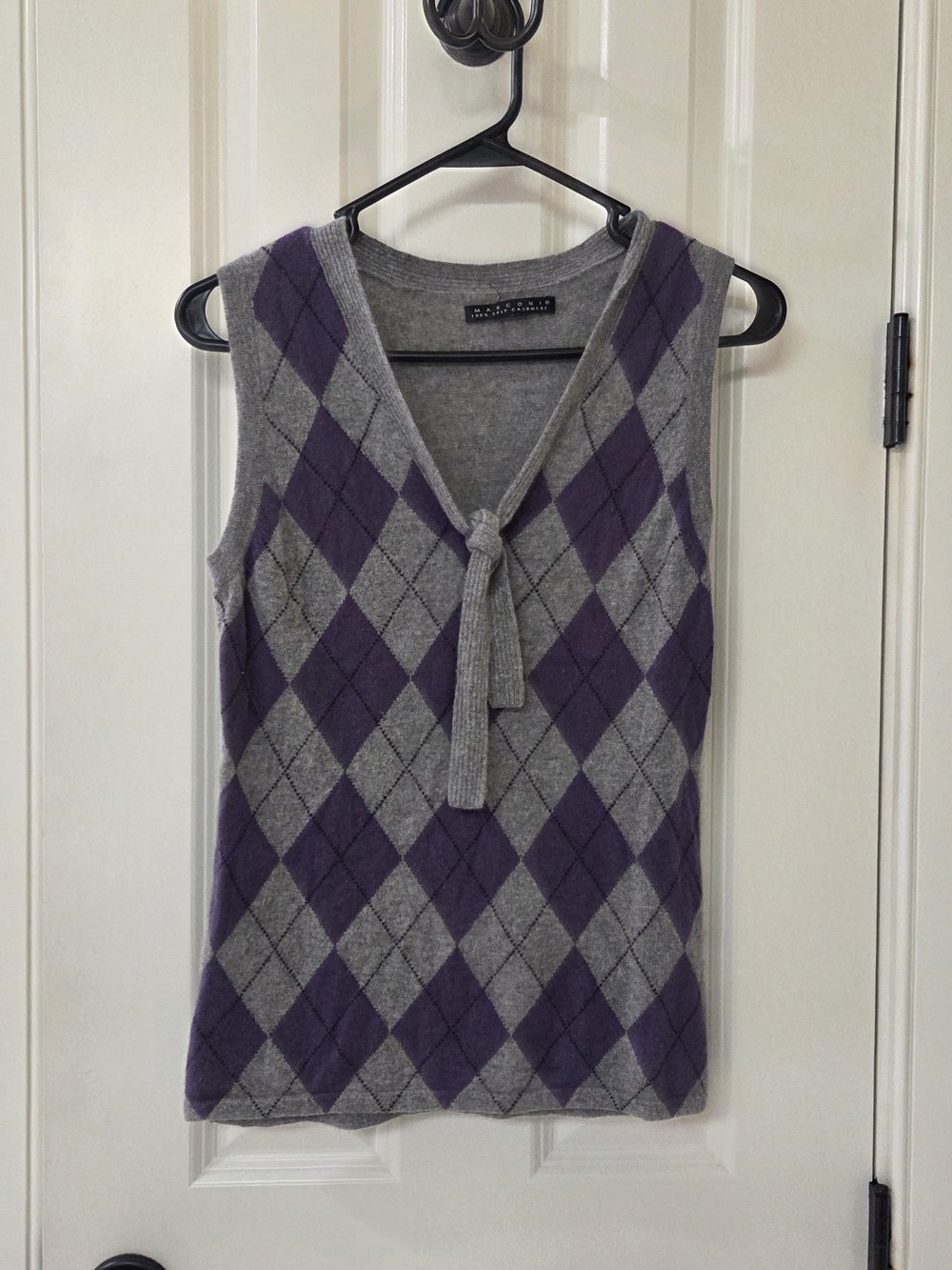 Marconi Purple and Gray Argyle Tie Cashmere Vest